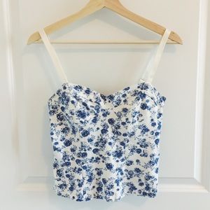 H&M blue and white floral tank top